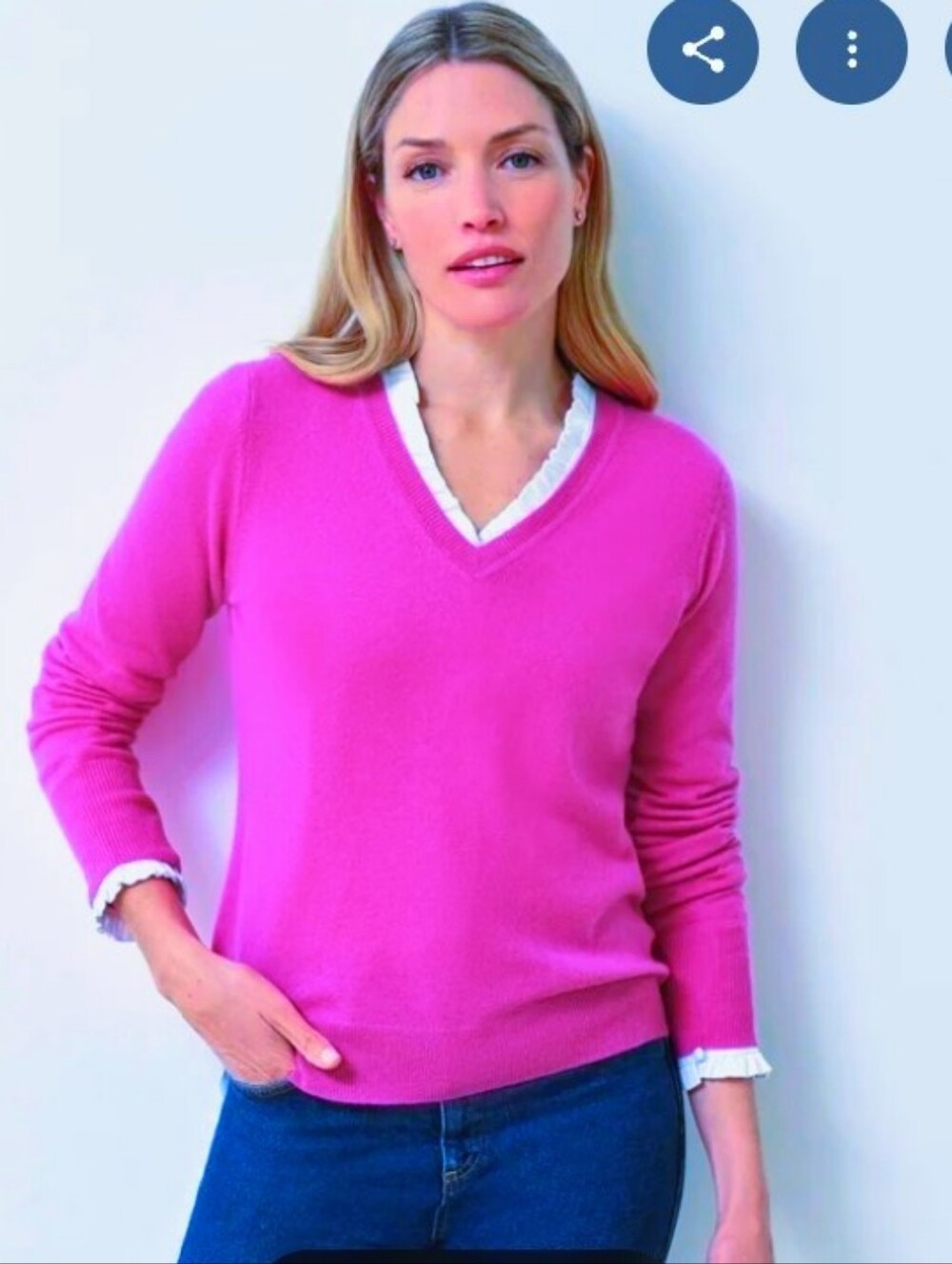 Cashmere 100% By Pure Collection V-Neck Sweater Hot Pink sz 20